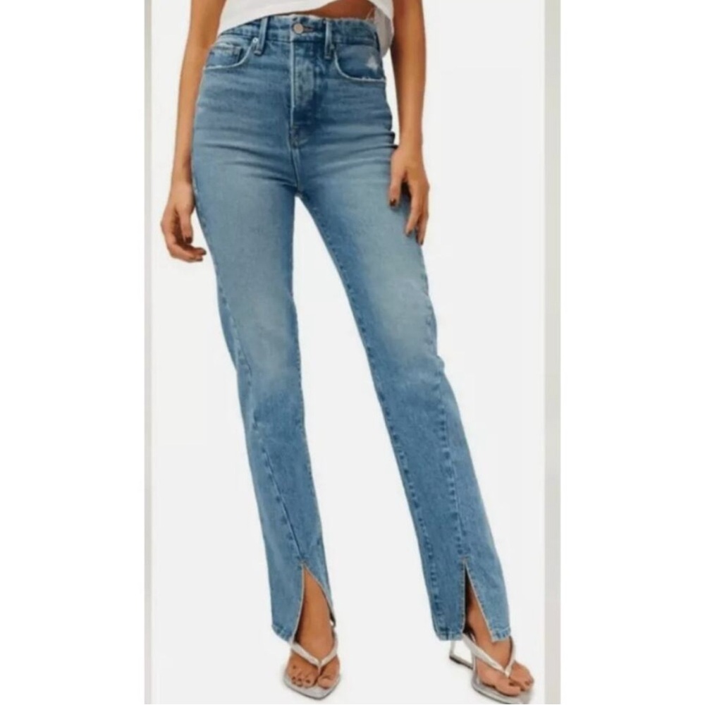 Good American Good Classic Twisted Slit Split Ankle Denim Jean